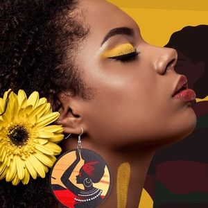 African Women Dangle Earrings African Wooden Earrings